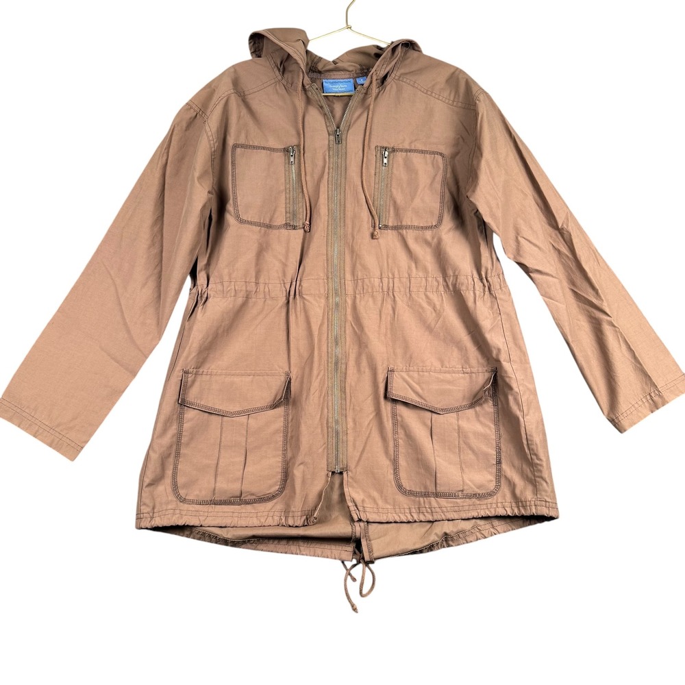 Simply Vera Vera Wang Women Brown Safari Utility Hooded Field Jacket Size S 955